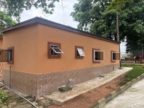 Single-storey painted building on the Onitsha Breweries site